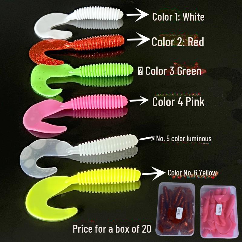 

Двойная цветная спиральная завитая мягкая приманка-личинка с Т-образным хвостом Color 3