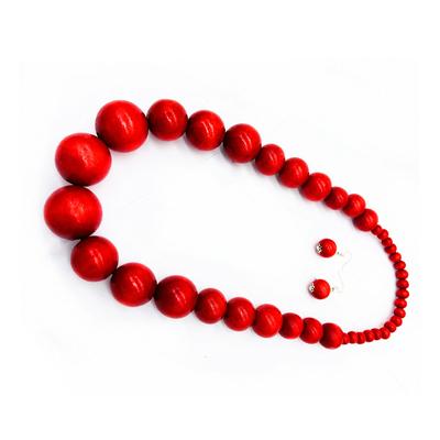 Wood Beads Necklace Bohemia Jewelry Exaggerated Pendants Accessories Woman Girl Ornament Charm Sweater Pretty Chains