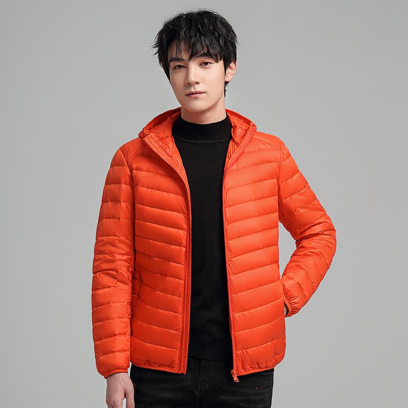New Men's Light Down Jacket Short Hooded Autumn and Winter New Fashion Stand-up Collar Jacket
