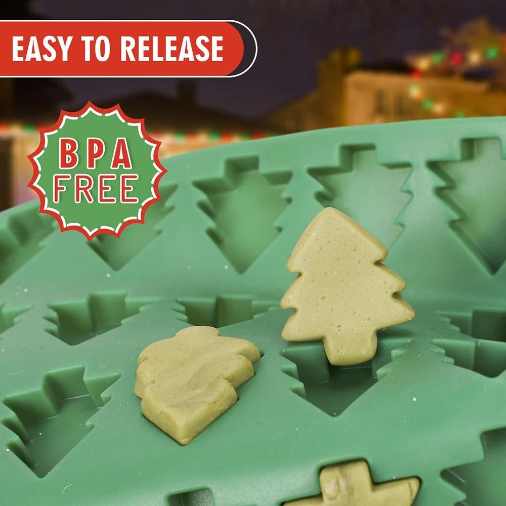 DIY Christmas Silicone Molds Non-Stick Dog Snacks Molds Soft Xmas Tree Candy Molds  Cookies