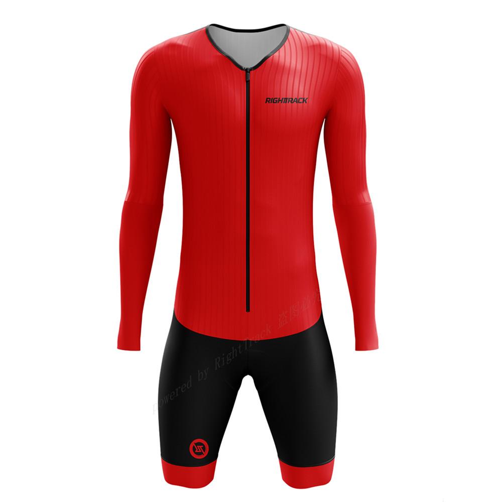 Righttrack Sport Herren Radsport-Einteiler Performance Langarm Schnelltrocknend UV-Schutz Speedsuit Trisuit Rennrad MTB Bekleidung