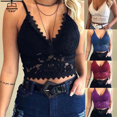 Helicopter-Women Plus Size Vest Crop Wireless Bra Lingerie Sexy V-Neck Underwear Camisole