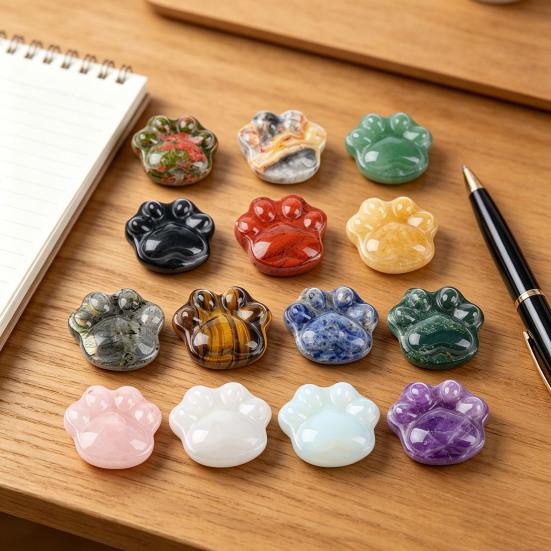 Mini Cat Paw Figurine Natural Healing Stone Hand Carved Statue Collectible Spiritual Gifts for Cat Lovers Women