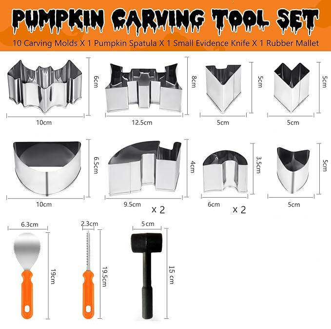 Halloween Pumpkin Carving Set: DIY Lantern Tools & Stainless Steel Cookie Cutters