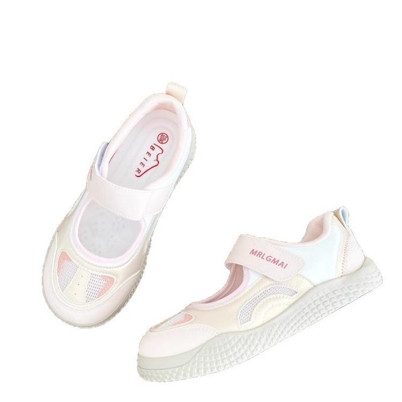 College-Stil Bonbonfarbe Klettverschluss Einzelschuhe neue runde Zehenpartie Mesh Freizeitschuhe Student Laufschuhe