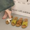 Retro woven cross-cool slippers women's outerwear 2025 summer new with skirt one-word slippers casual shoes