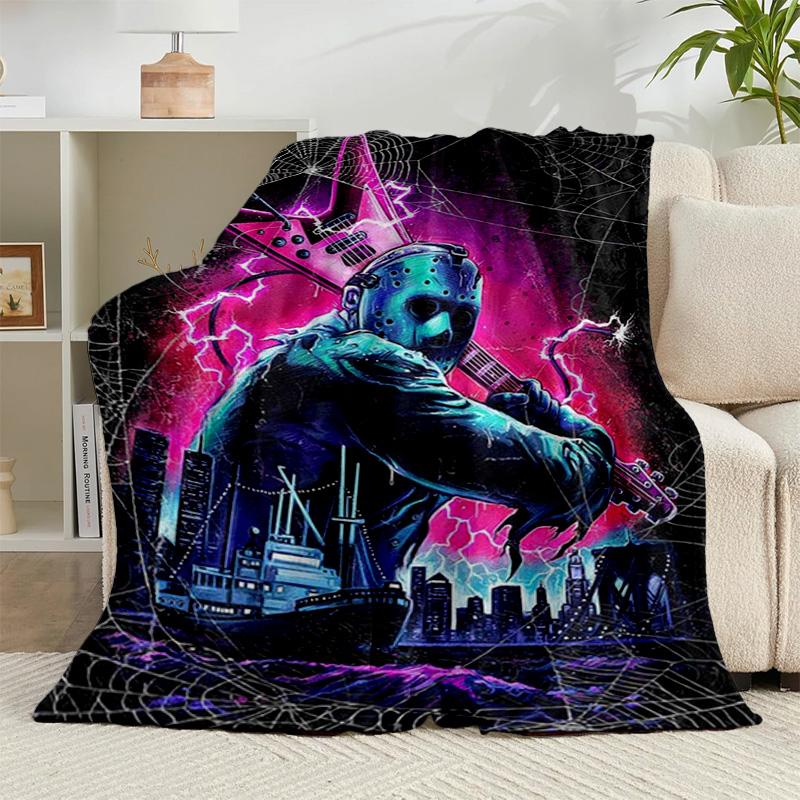 1 Stück Horrorfilm-Charaktere Collage Flanell-Decke Geschenk, Geeignet für Männer und Frauen, Weich, Ideal für Betten und Sofa, Geburtstags- oder Weihnachtsgeschenk