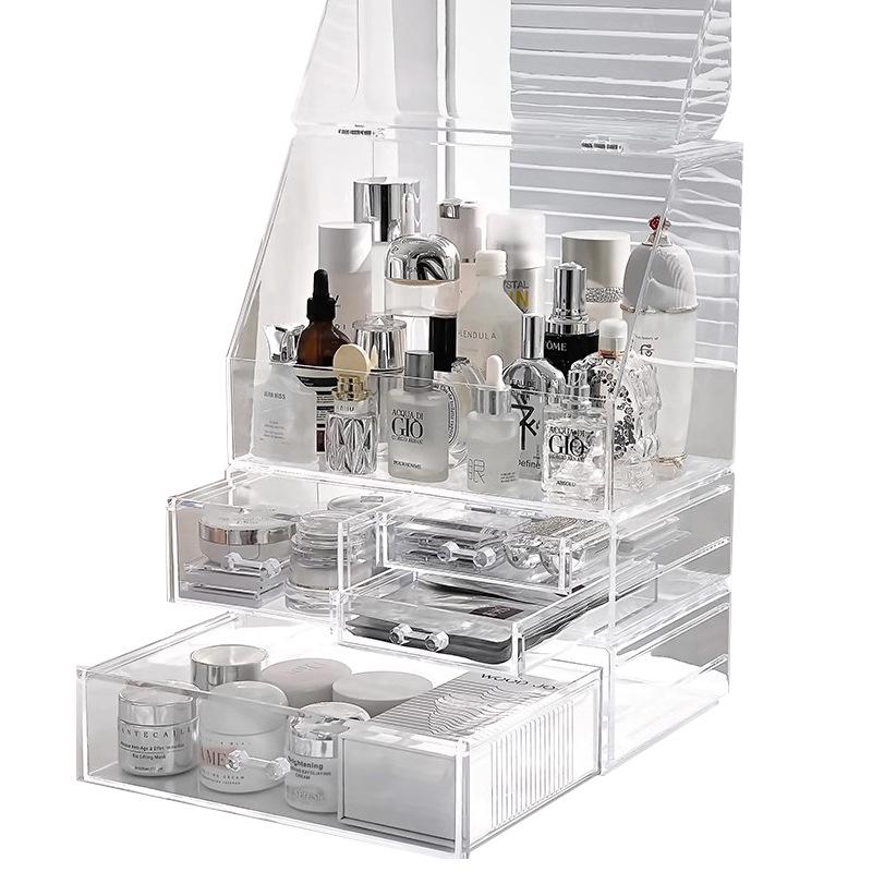 High-End Acrylic Cosmetic and Skincare Organizer - Dustproof, Large Capacity Desktop Storage Box