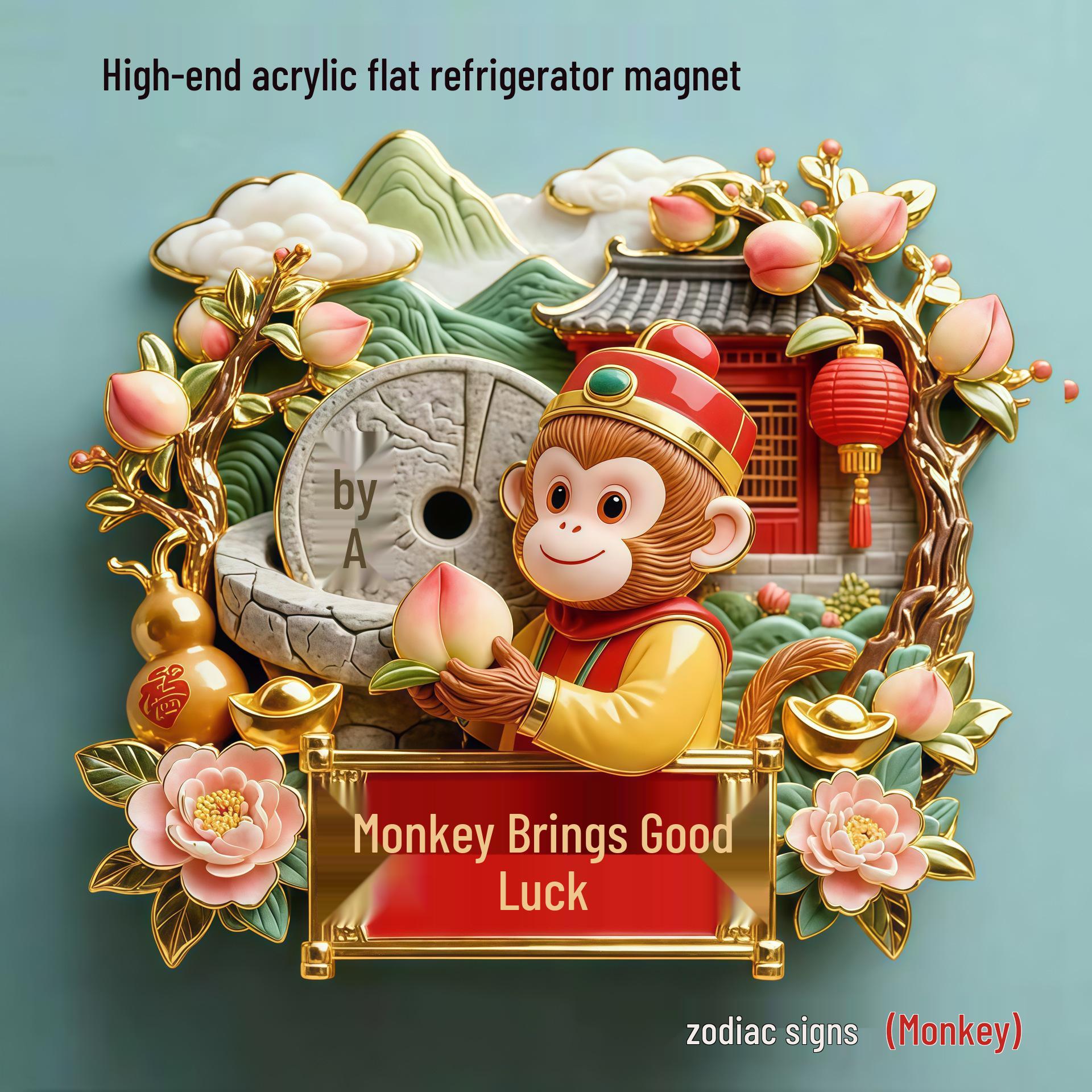 

Акрилові магніти на холодильник з дванадцятьма знаками зодіаку - Сувенірні подарунки в китайському стилі