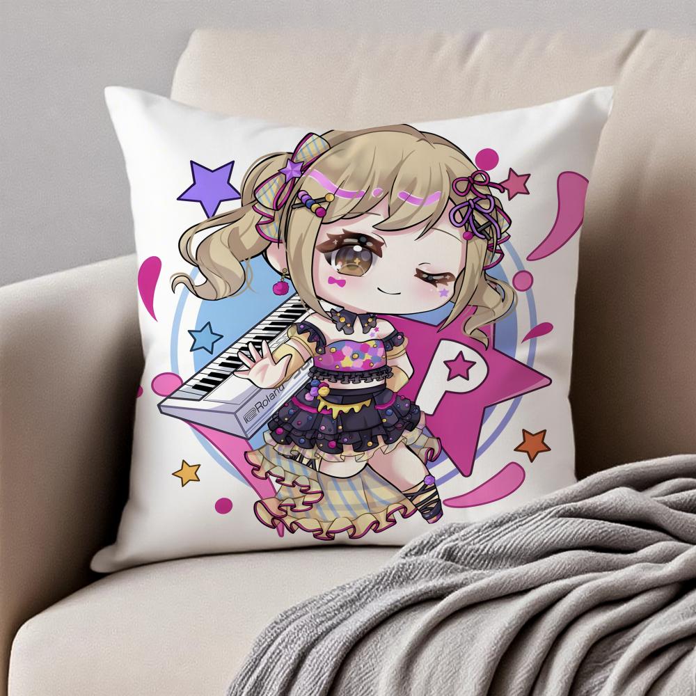 Lovely Anime BBanG Dream Its MyGO Cushion Cover Pillowcase Antidustmite Invisible Zipper Short Plush Sofa Cushion
