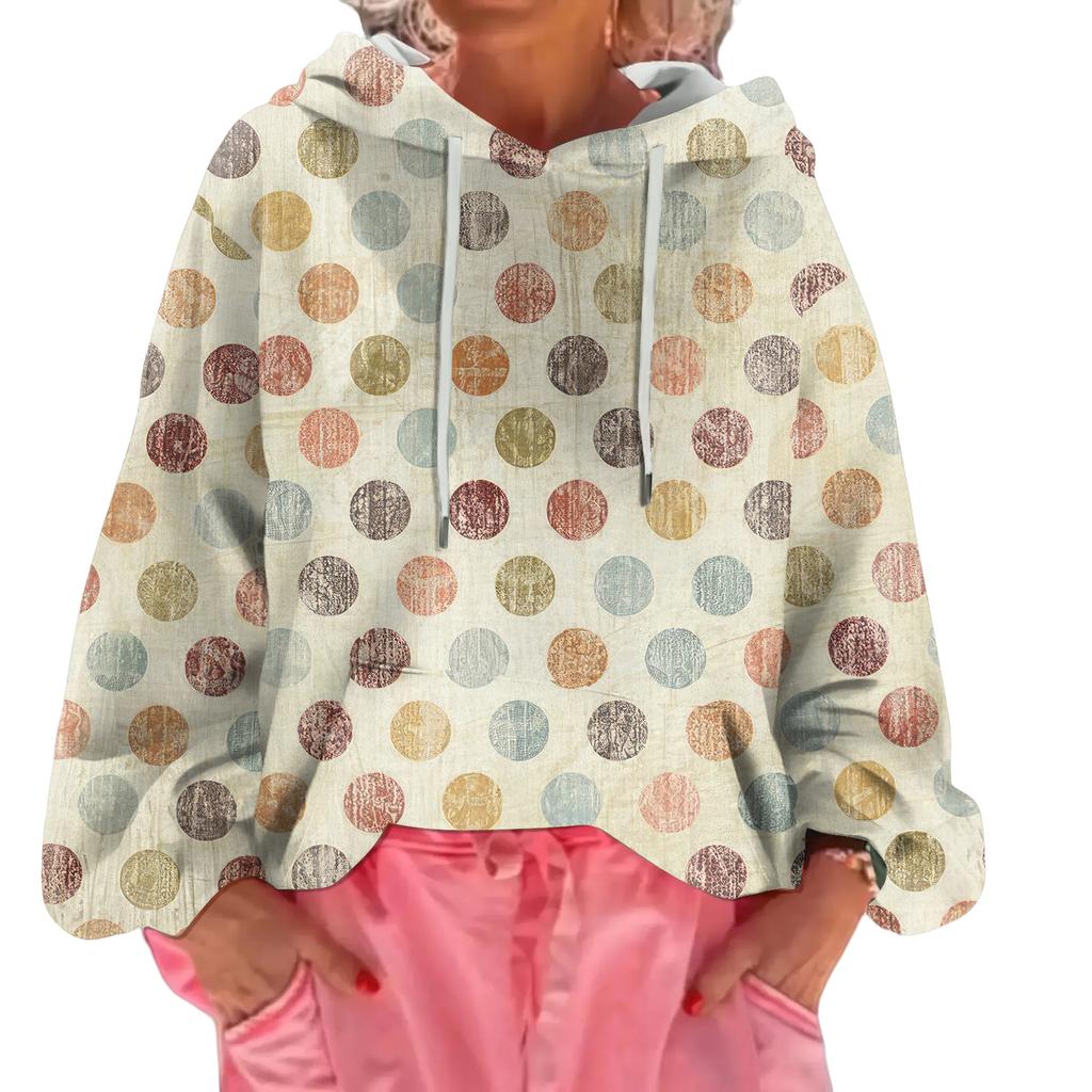 Women's Floral Print Loose Casual Long Sleeved Hooded Sweatshirt