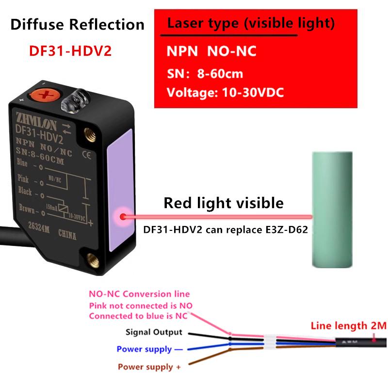 24V Infrared Laser Diffuse Reflection Photoelectric Switch Can Replace E3Z-D61 E3Z- D62 D81 D82 L61 L81 Proximity Switch Sensor