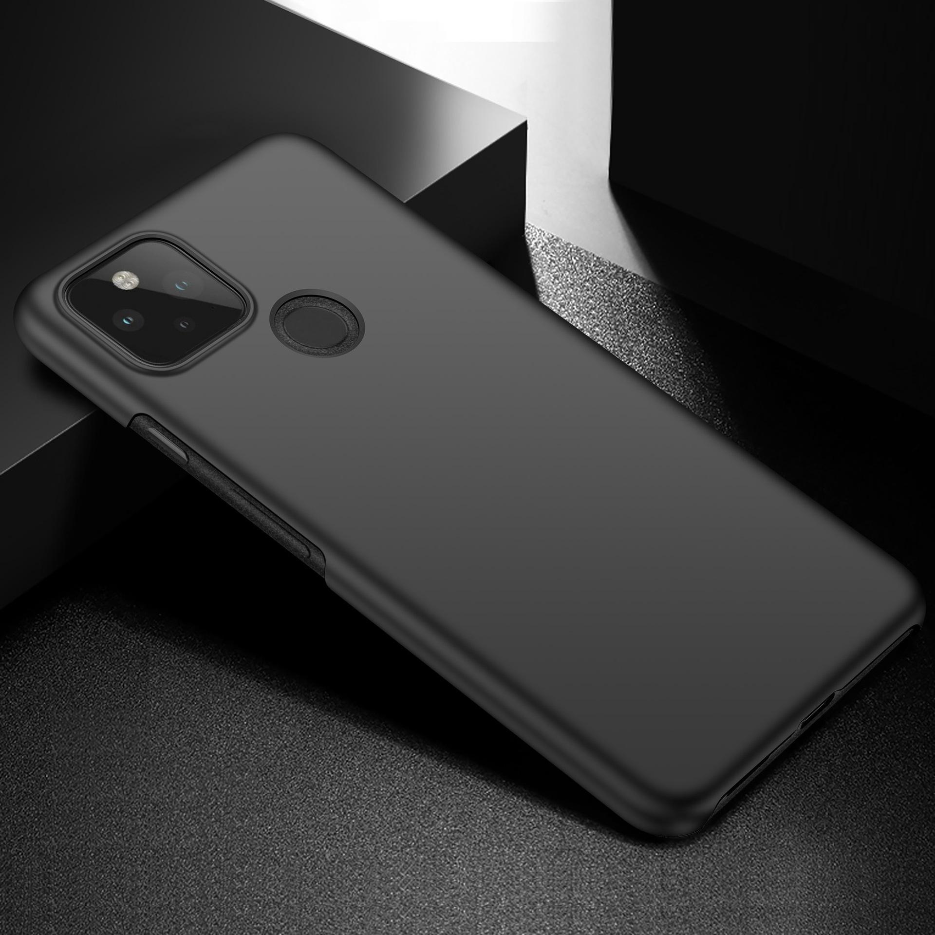 

For Google Pixel 5 Solid Color Anti-drop Phone Case Hard PC Protective Back Cover Black