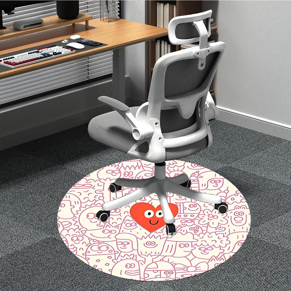 

1pc Heart Characters Office Round Area Rug, Indoor Mat Suitable ForOffice, Under Office Chairs Bedroom Living Room Home Decor, Room Decot239 80cm by 80cm