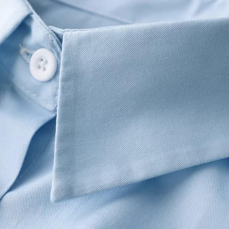 Light Blue Cotton Faux Collar Girls' Versatile Shirt Sweater - Decorative Collar for Casual Workwear