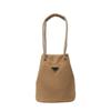 Versatile New Triangular Standard Nylon Canvas Bag Mini Niche Bucket Bag Double Chain Drawstring Single Shoulder Handbag Women