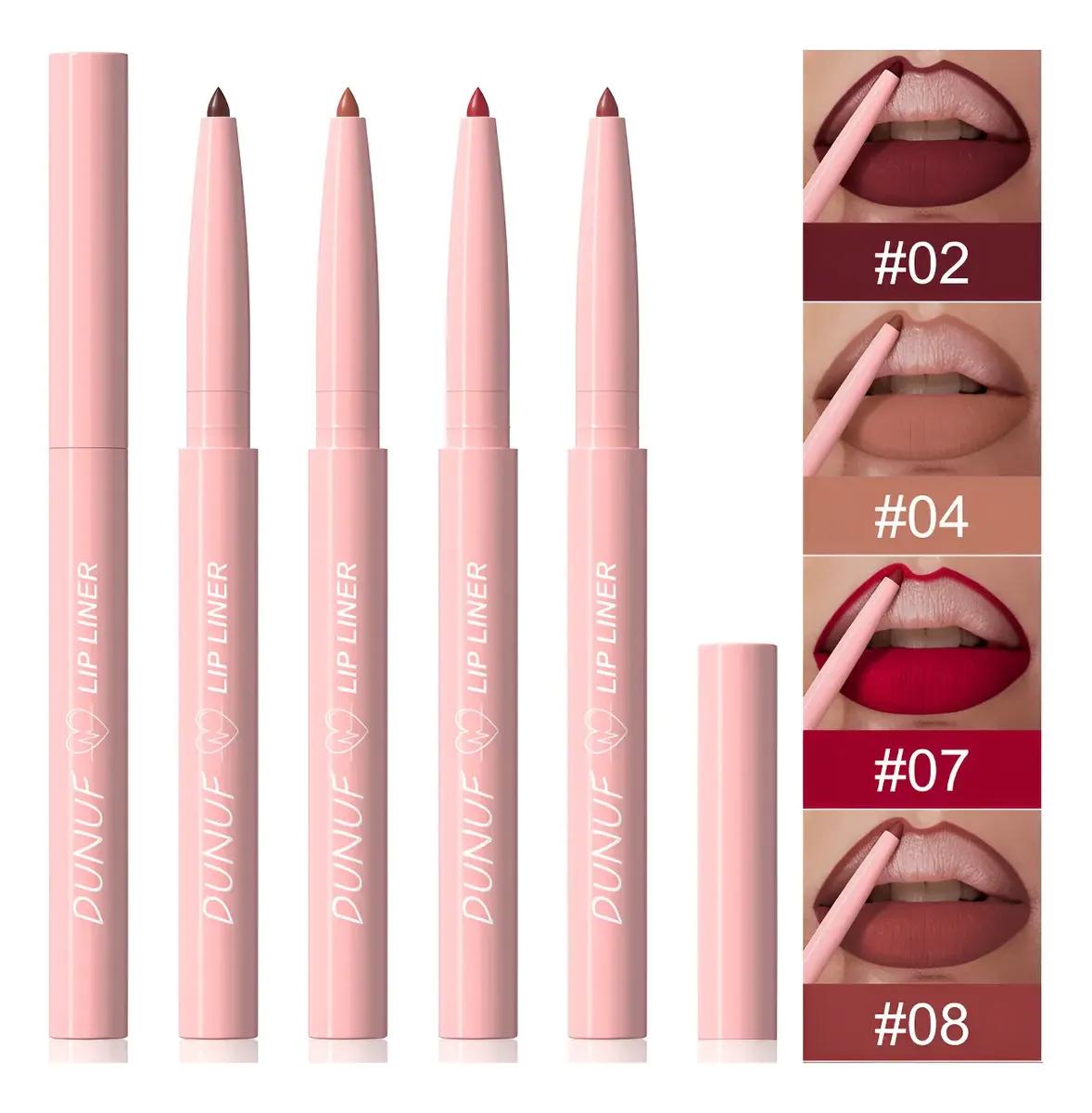 Dunuf Lip Liner Matte Crayon 4 Pcs Long Lasting