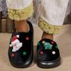 Winter Christmas Slippers Santa Claus Fur Slipper Soft Warm Plush Cushion Slides Bedroom Men Women Winter Home Cotton Slippers