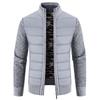 Suéteres de otoño e invierno para hombre, chaqueta de punto, chaqueta acolchada con cuello alto y costuras de moda, chaqueta acolchada para hombre