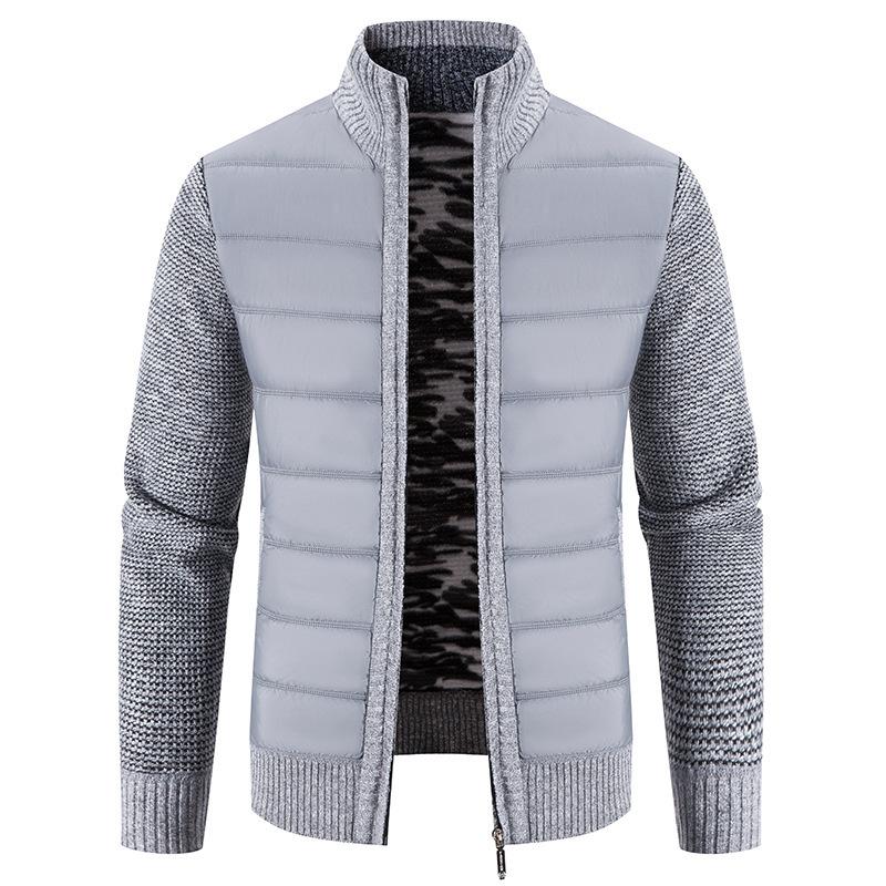 Autumn and Winter Men's Sweaters Knitwear Jacket Fashion Stitching Stand-up Collar Padded Jacket Men's Padded Jacket