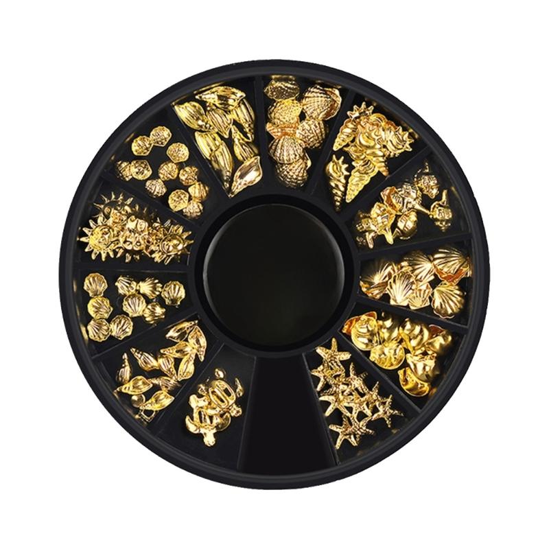 Summer Nail Art Sequins Glitter Nail Art Decals 3D Metal Frame for Shell Sea Starfish Studs on Nails DIY Charm Jewelry 1