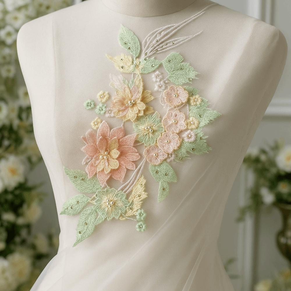 Elegant Embroidery Bead Patches Three-dimensional Clothing Applique Clothes Patches  Dress Repair