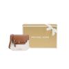 Michael Kors Mk Emilia Classic Monogram Leather Saddle Bag Women Shoulder Bag Dark-Brown White 35S2GU5C1B-VANILLA