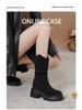 2025 Women's High-Heel Autumn Ankle Boots - Hidden Heel, Mid-Calf, Fleece-Lined Martin Style