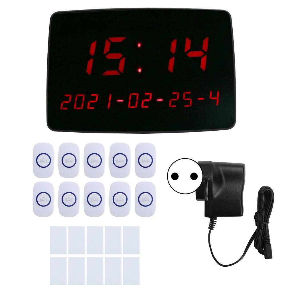1 To 20 Wireless Pager Call Bell Signal Transmission Calling Button Equipment 110‑240VEU Plug