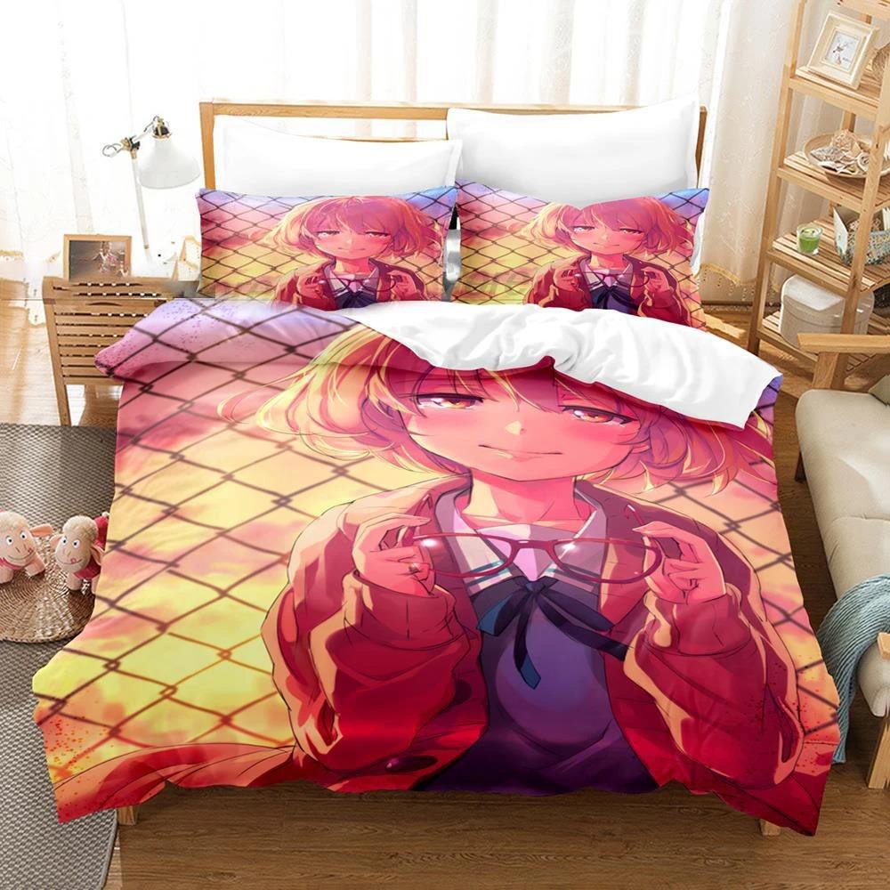 Anime Beyond the Boundary Mirai Kuriyama Bedding Set Boys Girls Twin Queen Size Duvet Cover Bed Kids Adult Home Textileextile