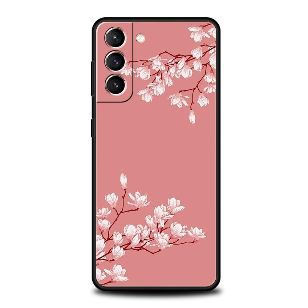 Cherry Blossom Tree Phone Case For Samsung Galaxy S24 S23 S22 S20 Ultra S21 FE 5G S10 S9 Plus S10E S8 Soft Silicone Cover