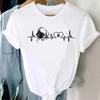 Women Dog Heartbeat Print T-shirt Women Harajuku Short Sleeve Casual Women's T-shirt Clothing Street Tops