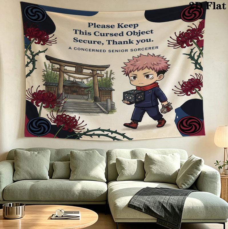 Jujutsu Kaisen Wall Tapestry Aesthetic Wall Hanging Printed Fabric Blanket Decorative Tapestries For Bedroom Living Room Home Decor