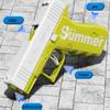 In summer, manually press the water gun to spray water with high pressure and long range, causing continuous water fights indoor