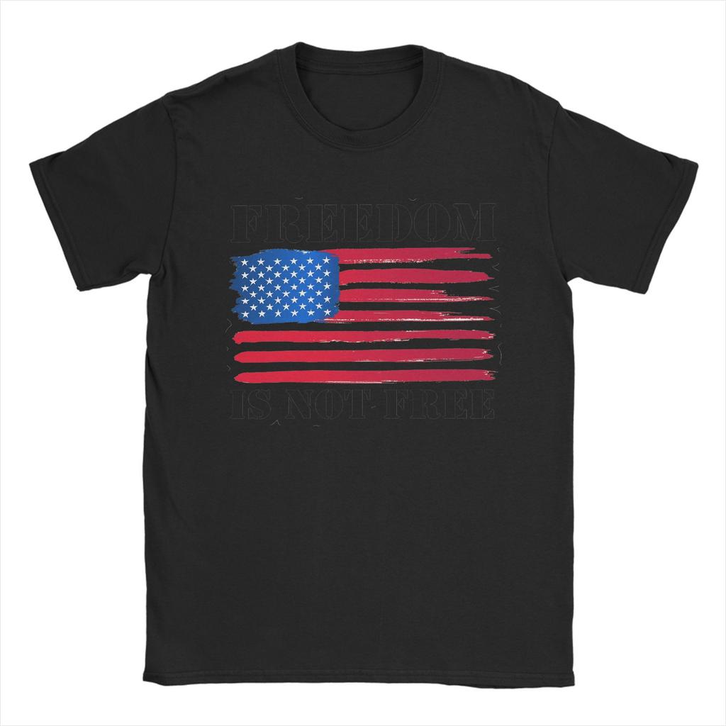 American Flag Freedom Is Not Free TShirt Summer Cotton T Shirts For Adult Casual Tee Shirt ShortSleeve Streetwear Clothing