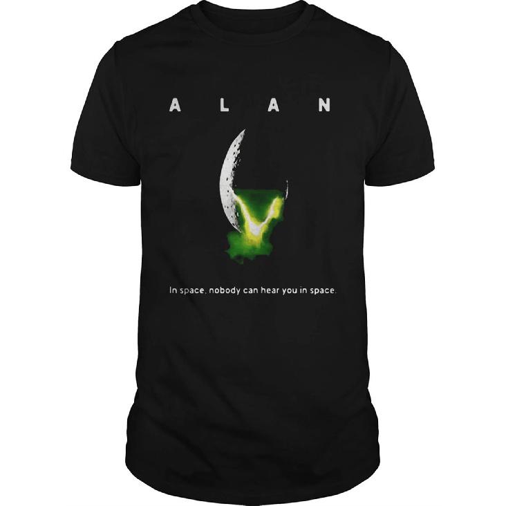 Mens Novelty Gift Tee Alan in Space Nobody Can Hear You in Space TShirt Men Streetwear TBirthday Gift for HimShirt Trendy Cartoon Graphic Tee Soft S чёрный