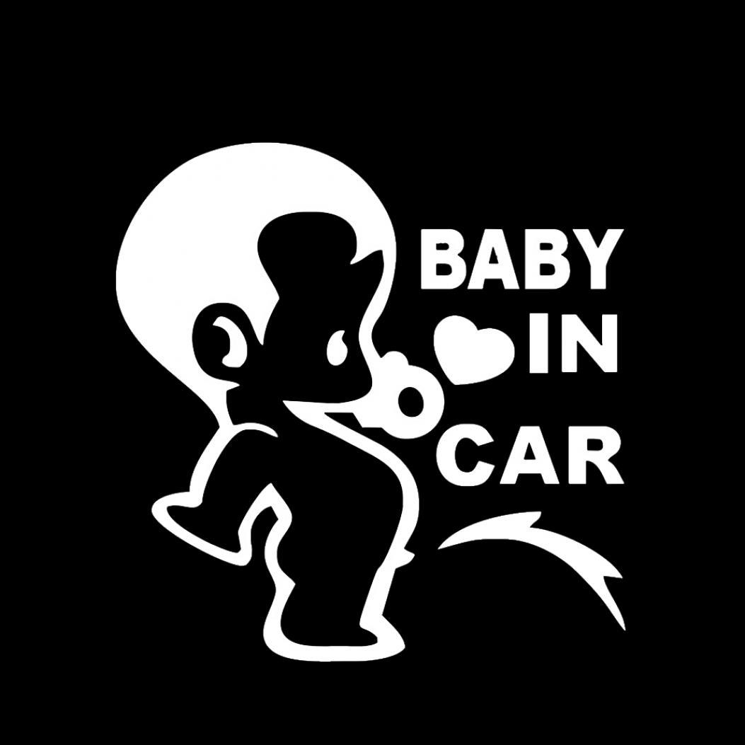 

Мультфільм Pee Baby In Car Letter Decal Світловідбиваюча наклейка на вікно вантажівки білий