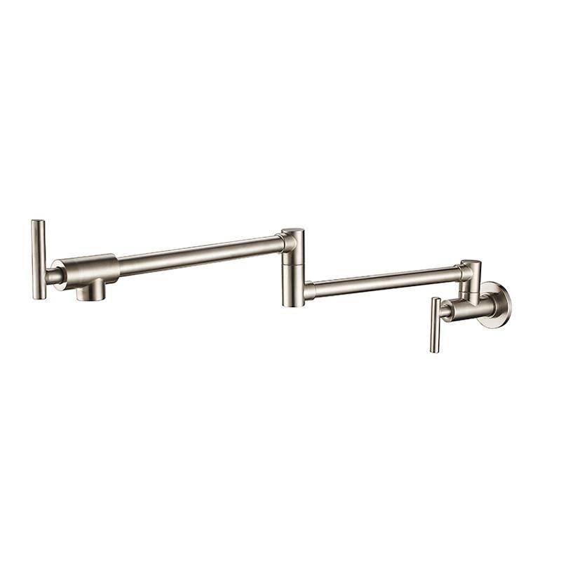 Brushed Gold Pot Filler Tap Wall Mounted Foldable Kitchen Faucet Single Cold Nickel Sink Tap Rotate Folding Spout Black
