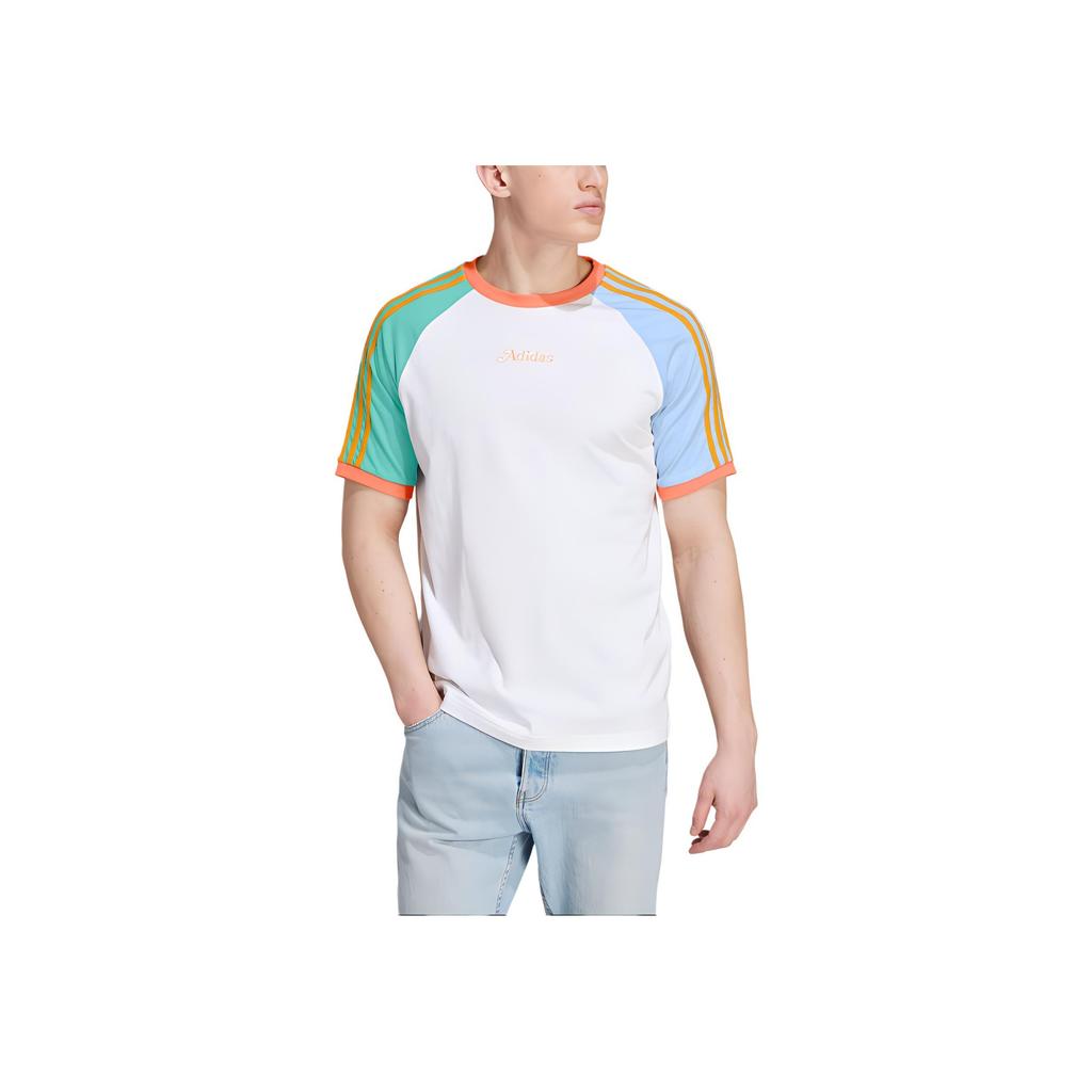 Adidas Originals Trefoil Enjoy Raglan Tee Striped Sports Short Sleeve T-Shirt Men Tops White IT8190