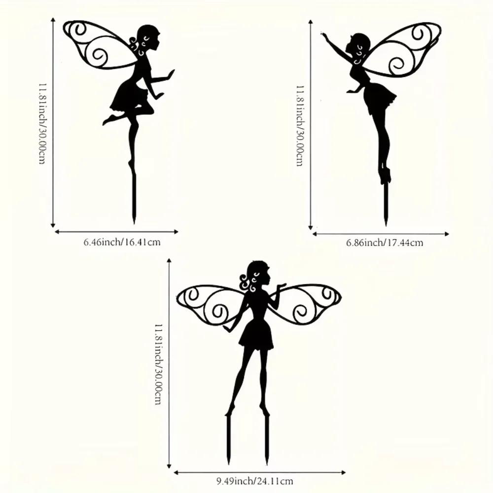 3 Pezzi Sagoma Fata Fiore di Metallo Segnaletica da Giardino Sculture Decorative di Fate per Giardini di Campagna Patio Esterno Prato Arte