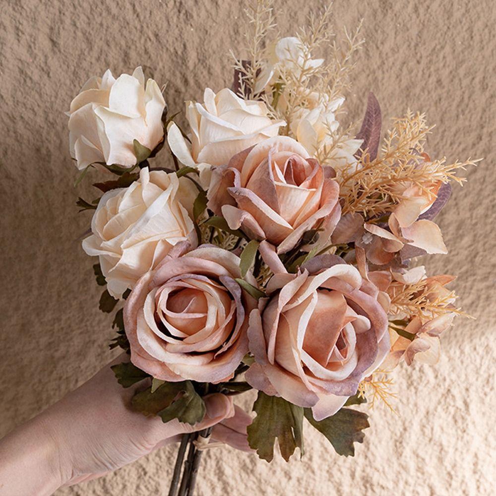 Luxury Silk Rose Flowers Real Touch Fake Plants Artificial Roses Bouquet Home Office Decor