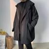 Herren Windjacke Mantel Mit Kapuze Langarm Reißverschlussleiste Trenchcoat Mit Taschen Einfarbig Lockere Passform Mittellange Oberbekleidung