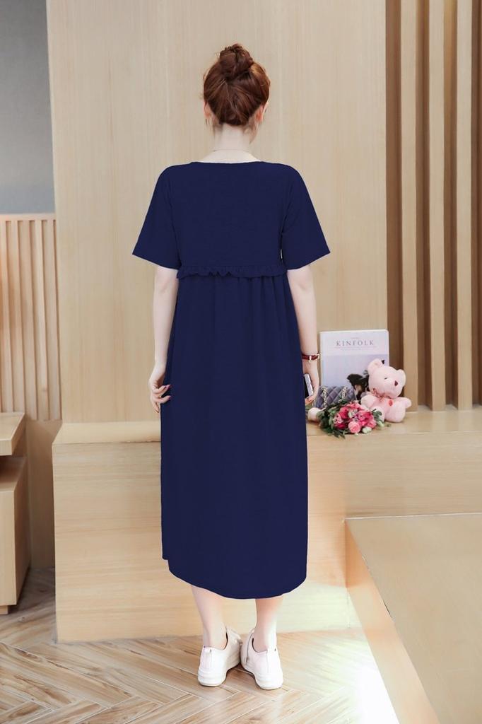 Maternity Nursing Long Short Nursing Loose Maxi Ruffled Size L (Miwoluna) Dress, Clothes, Loungewear, Pajamas, Maxi, Sleeves, Opening, Fit, Length,
