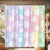 Pastel Floral Grid Shower Curtain - Soft Color Palette, Polyester, 12 Hooks, Washable, Fashion Theme, Woven Fabric, Line Dry