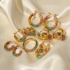 Trendy Gold-Plated Colorful Diamond Hoop Earrings for Women