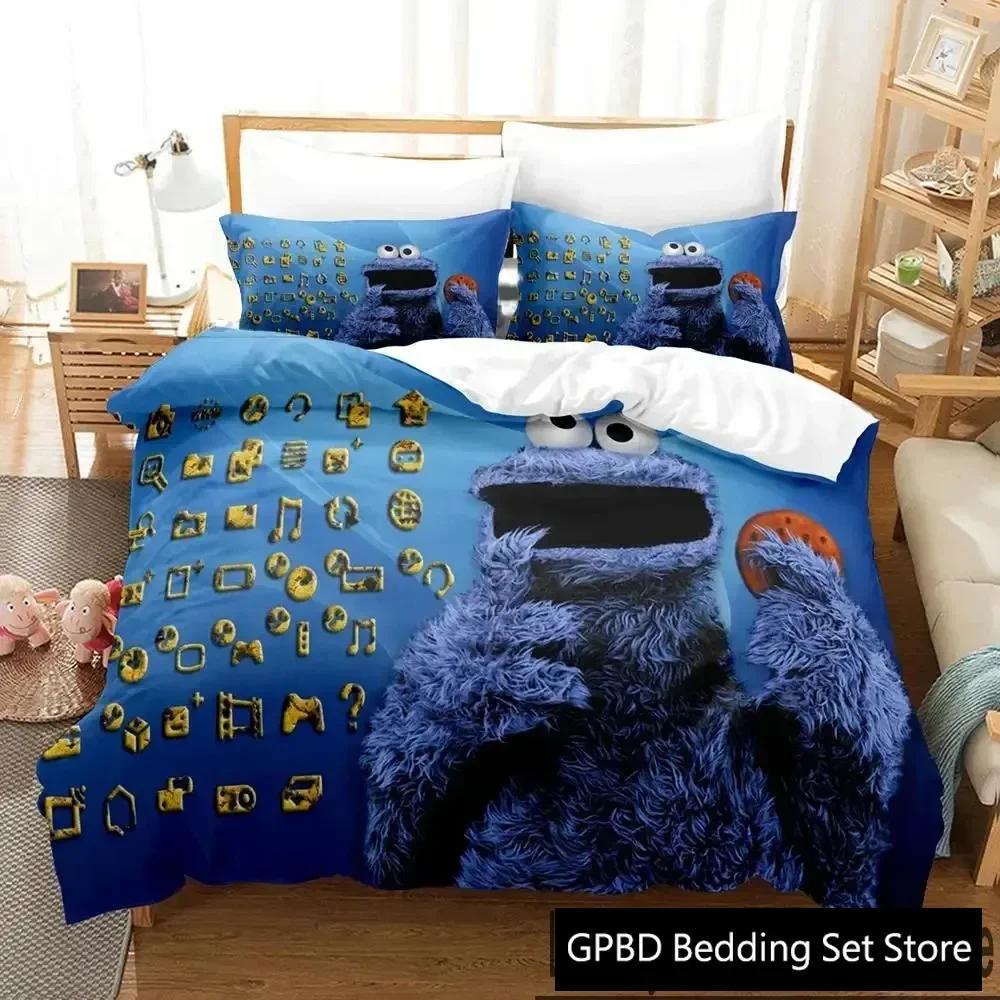 3D Print Cookie Cartoon Monster Anime Bedding Set Double Twin King Duvet Cover Comforter Pillowcase Boys Girls Adults Bedroom