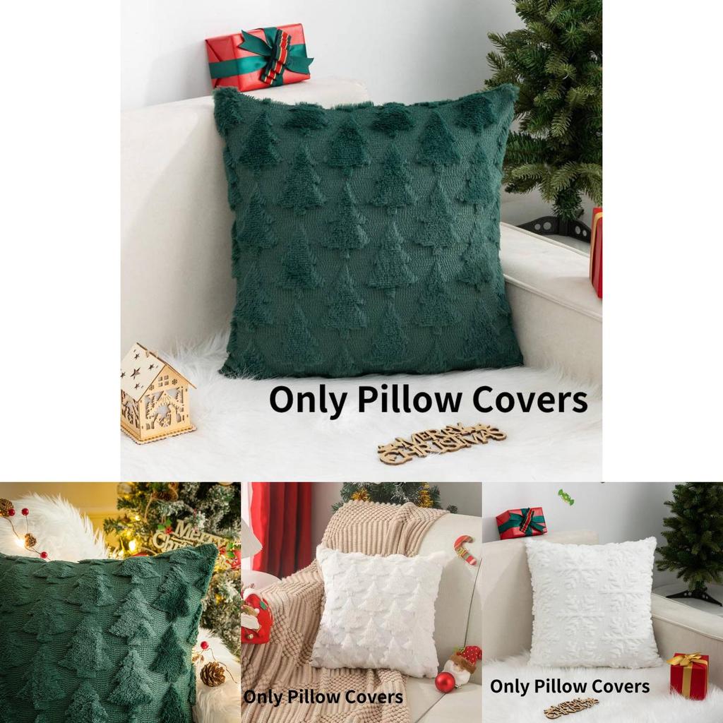 Cozy Christmas Holiday Pillow Cover Snowflake Christmas Tree Design For Home Dcor