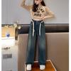 Girls' Straight Pants Leg Wide Leg Jeans for Spring and Autumn Children's Girls Pants for Long Pants