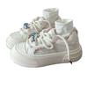 Thick-soled transparent net little white shoes women's 205 summer new niche vacation wind big head board shoes