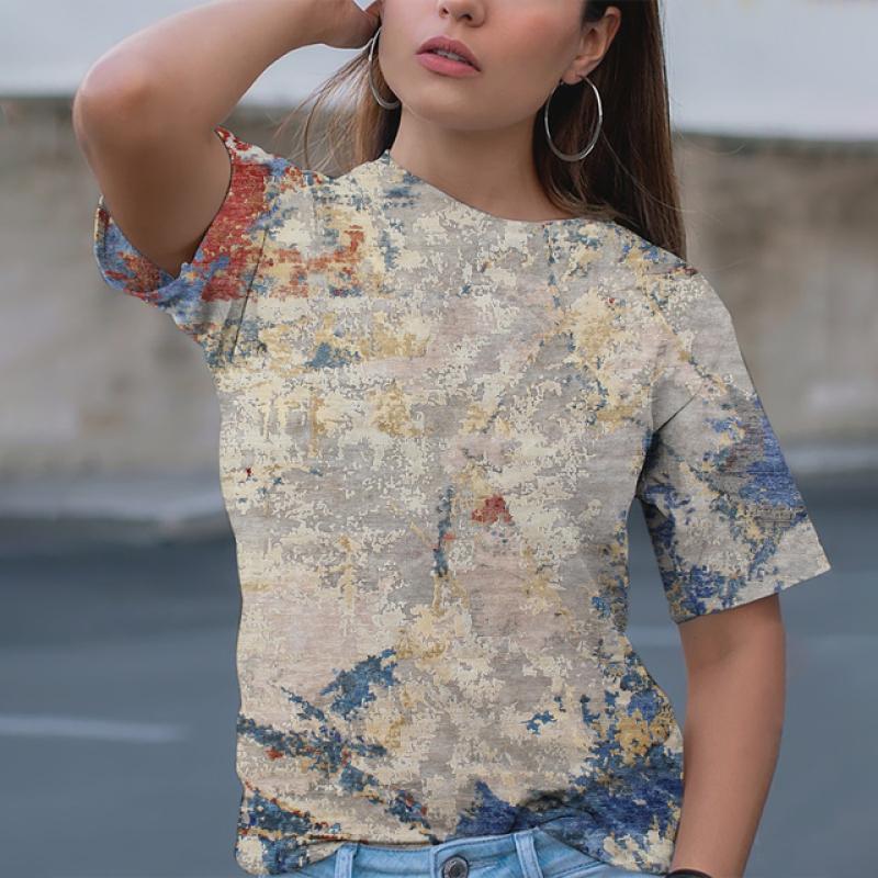 

Женские спортивные футболки Женская одежда Летний топ Повседневная футболка большого размера с короткими рукавами с 3D принтом XL